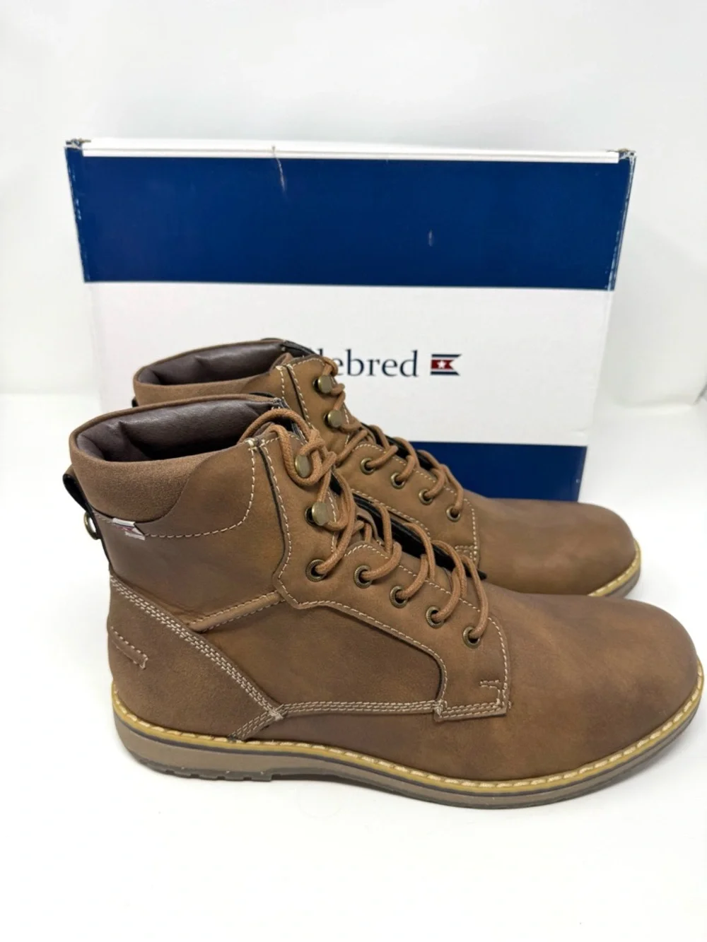 Saddlebred Lyle Dark Tan Vegan Leather‎ Lace Up Boots Men's Size 11M New In Box